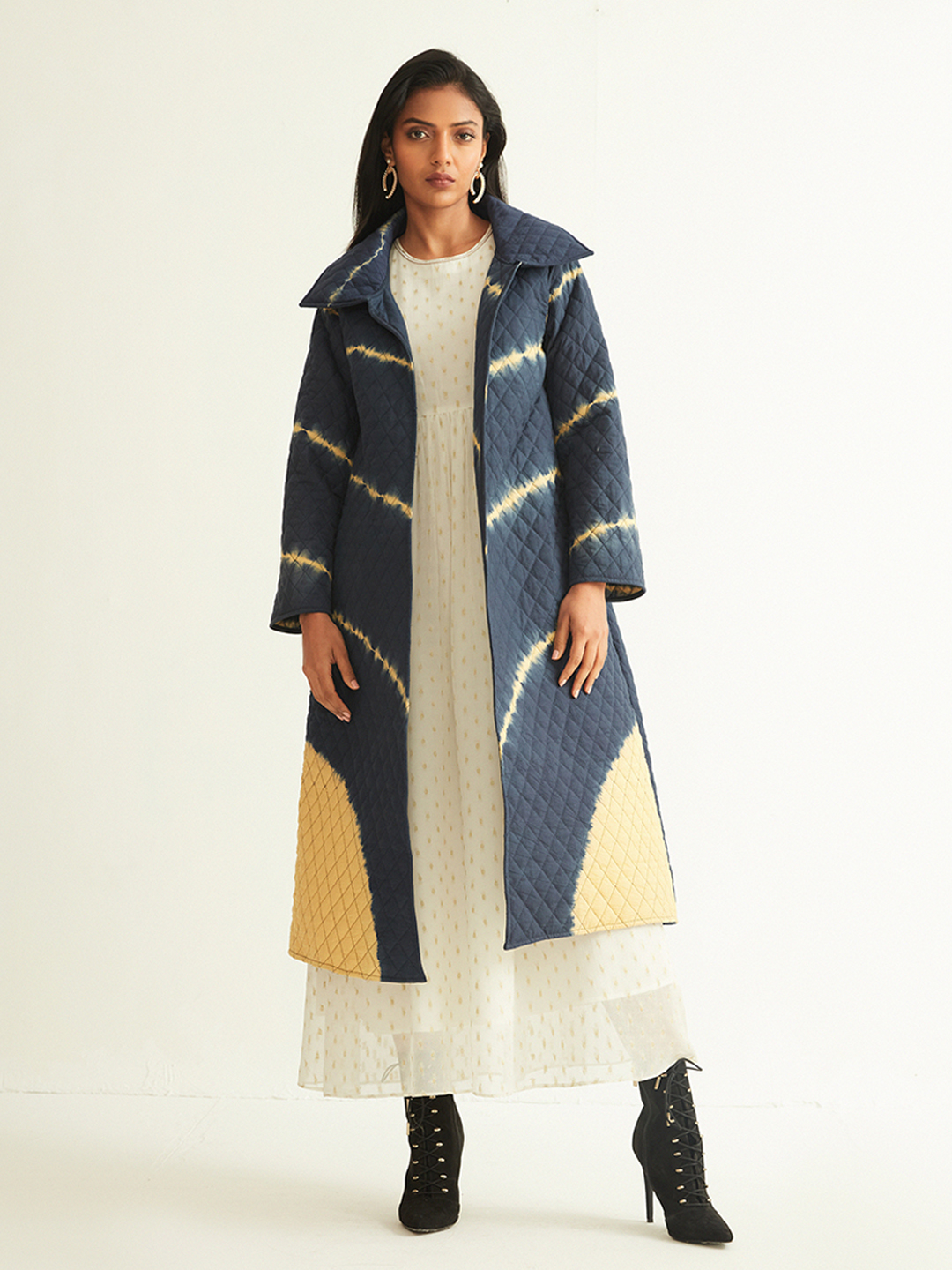 quilted tie coat